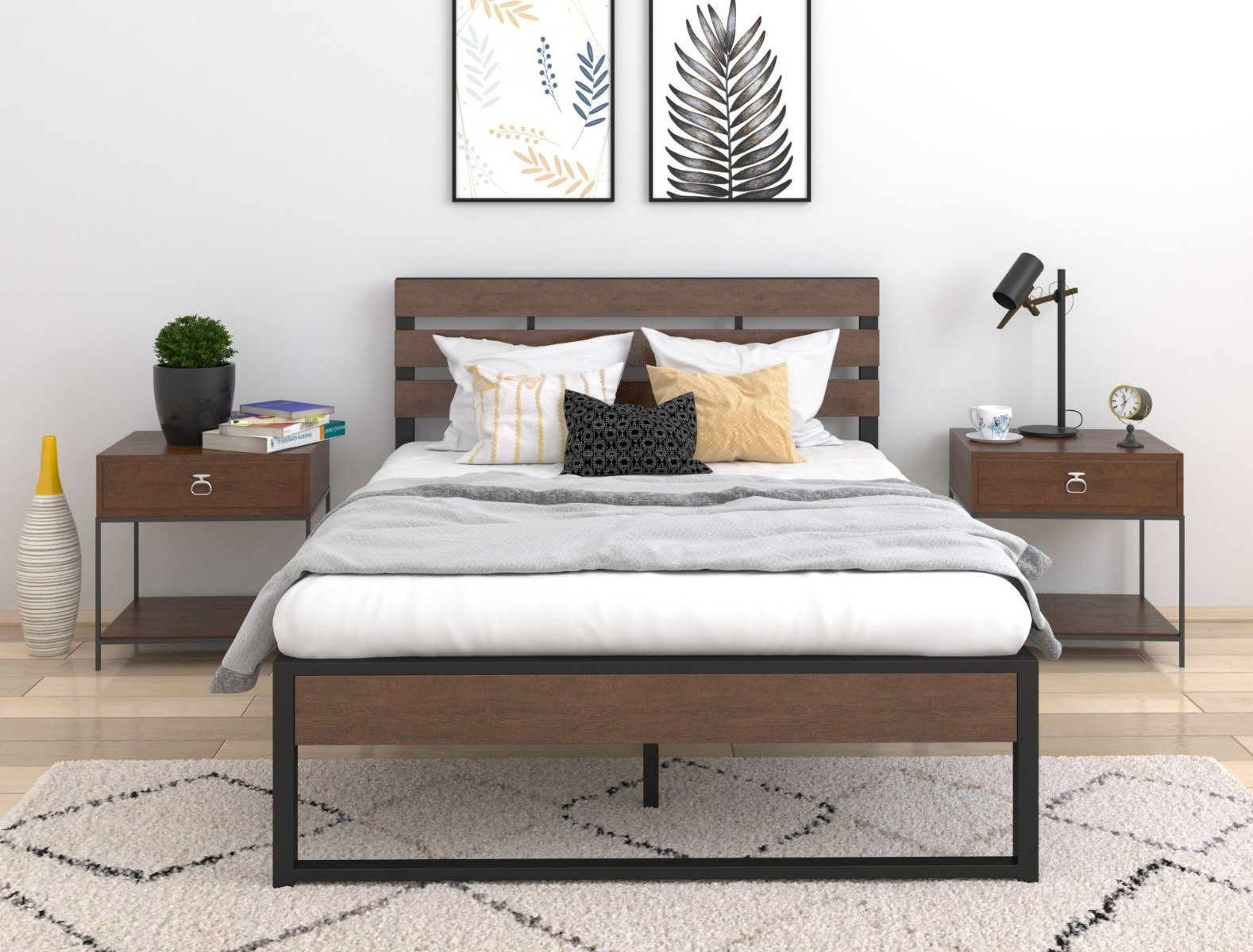 Bed Frame Wooden and metal bed frame queen