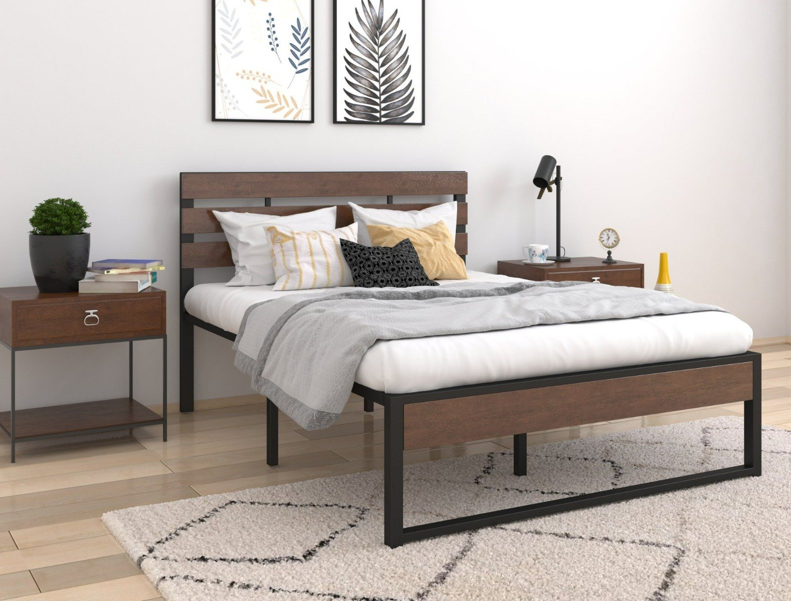 Bed Frame Wooden and metal bed frame queen