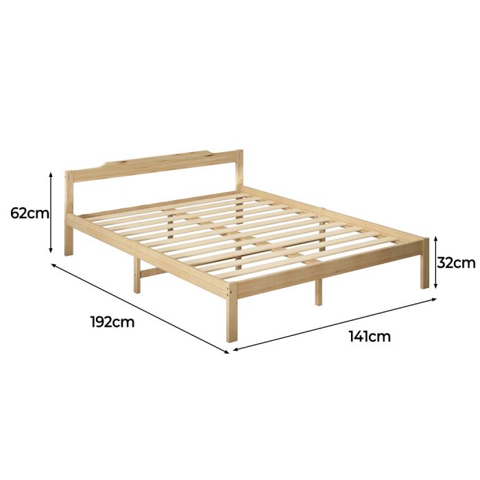 Wooden Bed Frame Double Size Mattress Base-Natural