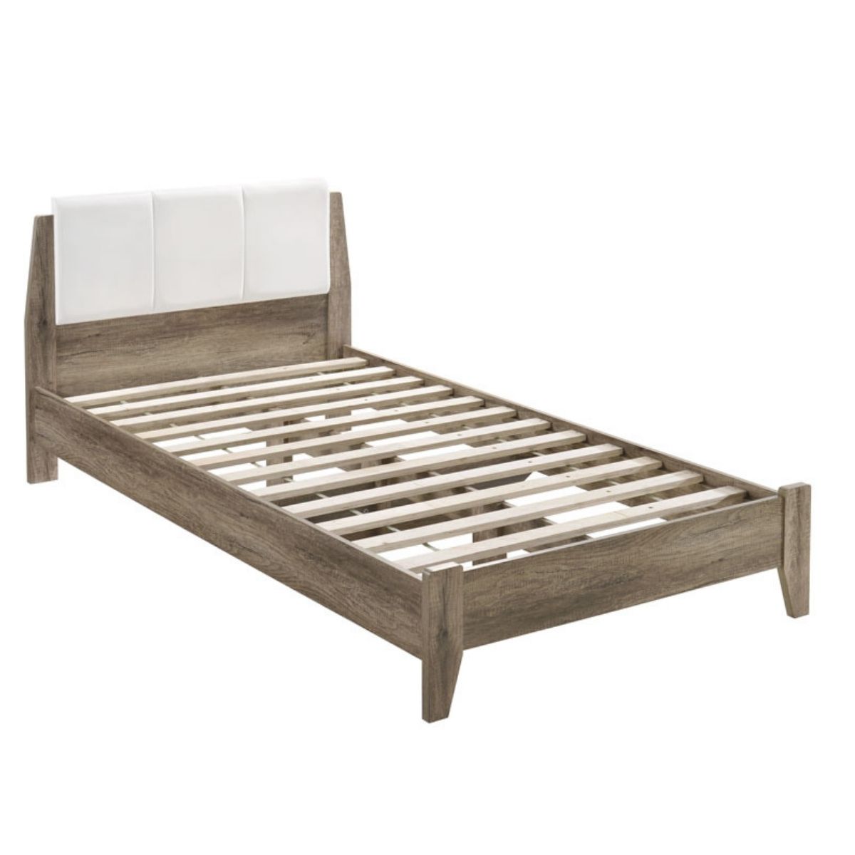 Furniture > Bedroom Wooden Bed Frame with Leather Upholstered Bed Head Size King