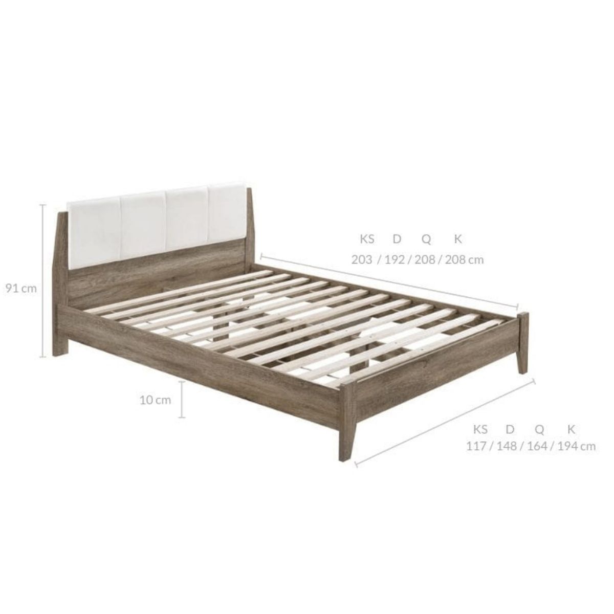 Furniture > Bedroom Wooden Bed Frame with Leather Upholstered Bed Head Size King