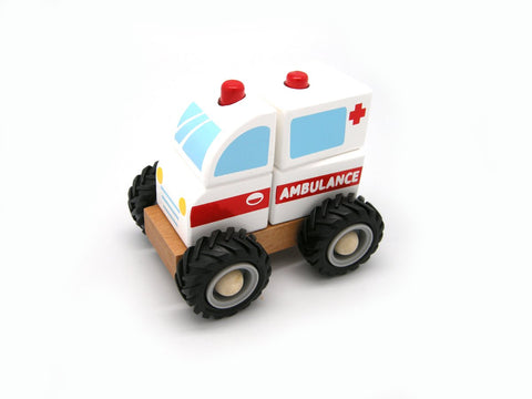 toys for above 3 years above Wooden Block Ambulance Rubber