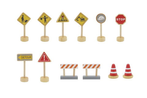 Wooden Construction Road Sign