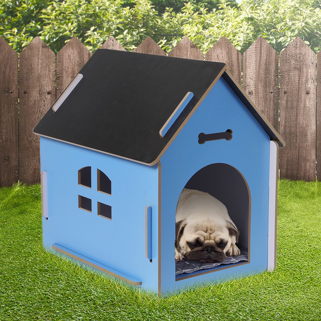 Dog House Wooden Dog House Pet Kennel Medium Blue M