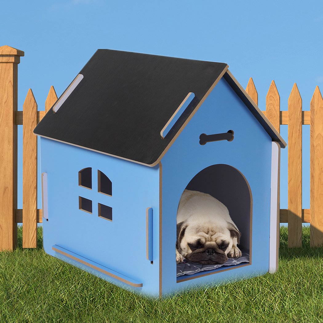 Dog House Wooden Dog House Pet Kennel Medium Blue M