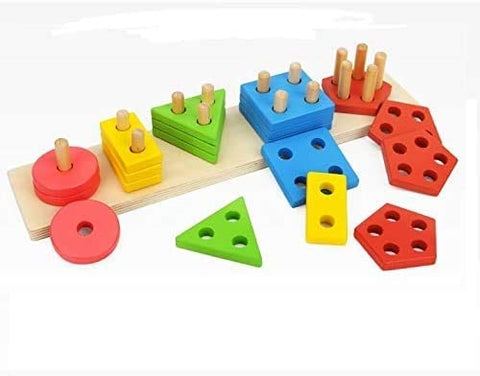 Wooden Educational Preschool Blocks Puzzle For 3 To 5 Year Old Kids Toys