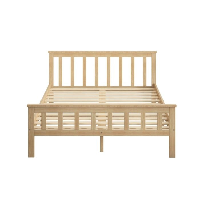 Wooden Mattress Base Solid Timber Pine Bed Frame Queen Size-Natural