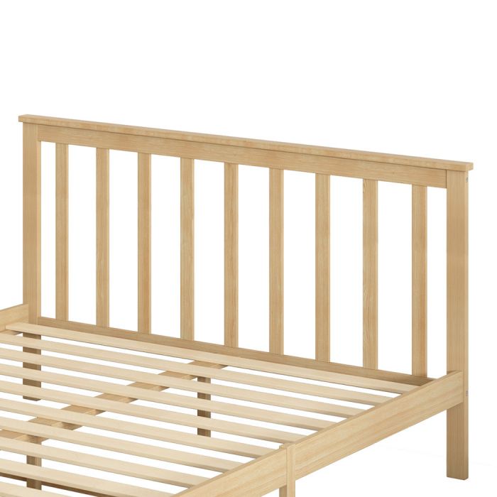 Wooden Mattress Base Solid Timber Pine Bed Frame Queen Size-Natural