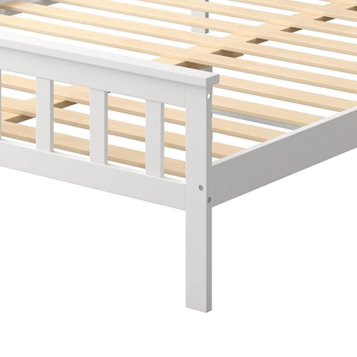 Wooden Mattress Base Solid Timber Pine Bed Frame Queen Size-White
