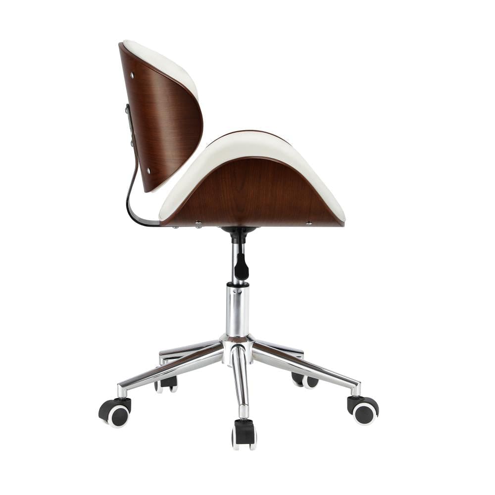 Wooden Office Chair Computer Chairs Executive PU Leather Bentwood Seat
