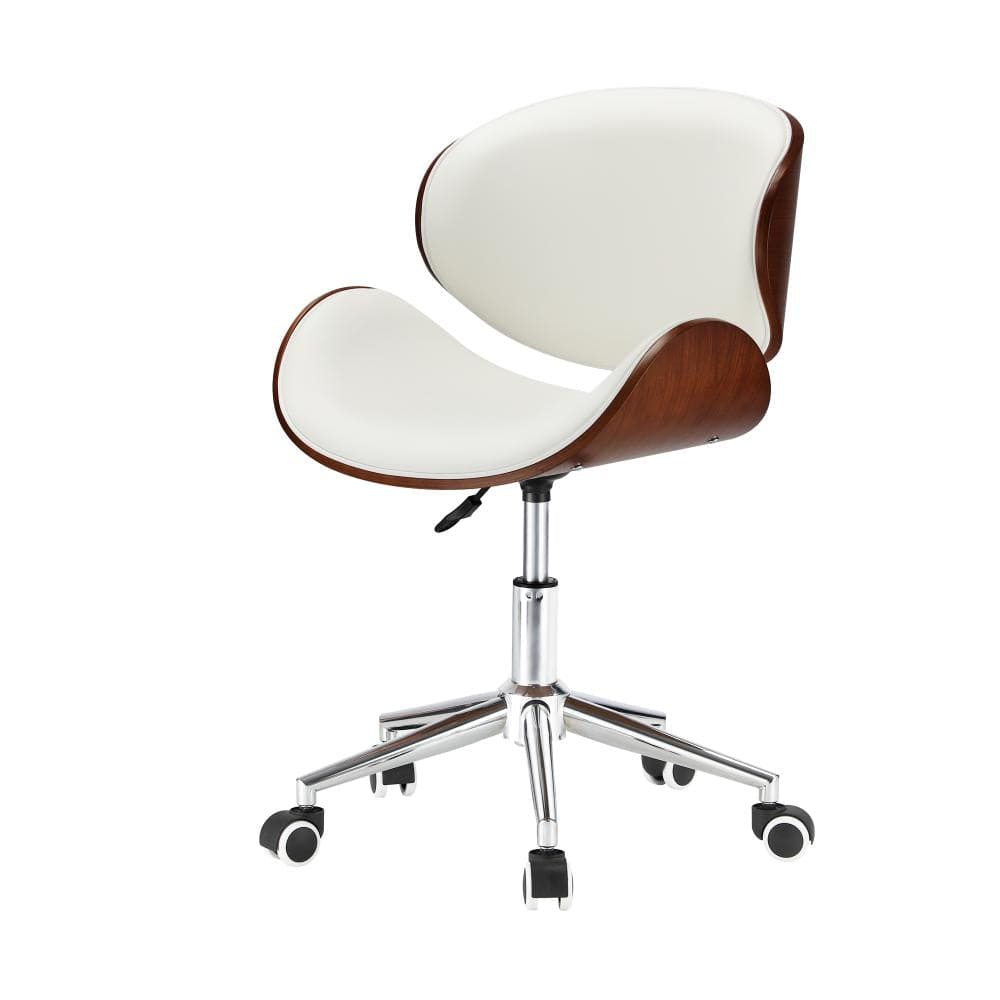 Wooden Office Chair Computer Chairs Executive PU Leather Bentwood Seat