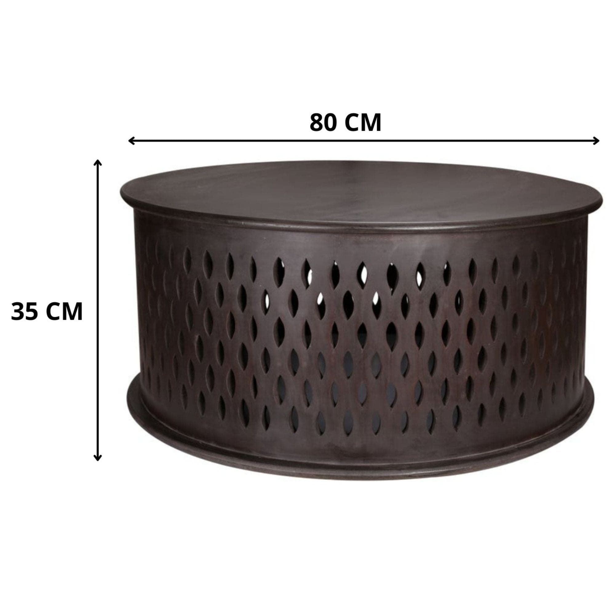 Wooden Round 80cm Coffee Table - Brown