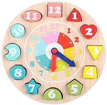 Wooden Shape Color Sorting Clock For Teaching Time Number For Kids