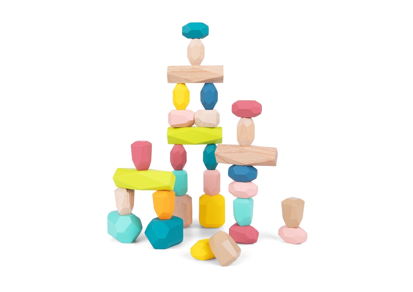 Wooden Stacking Stone Blocks Large 32Pcs