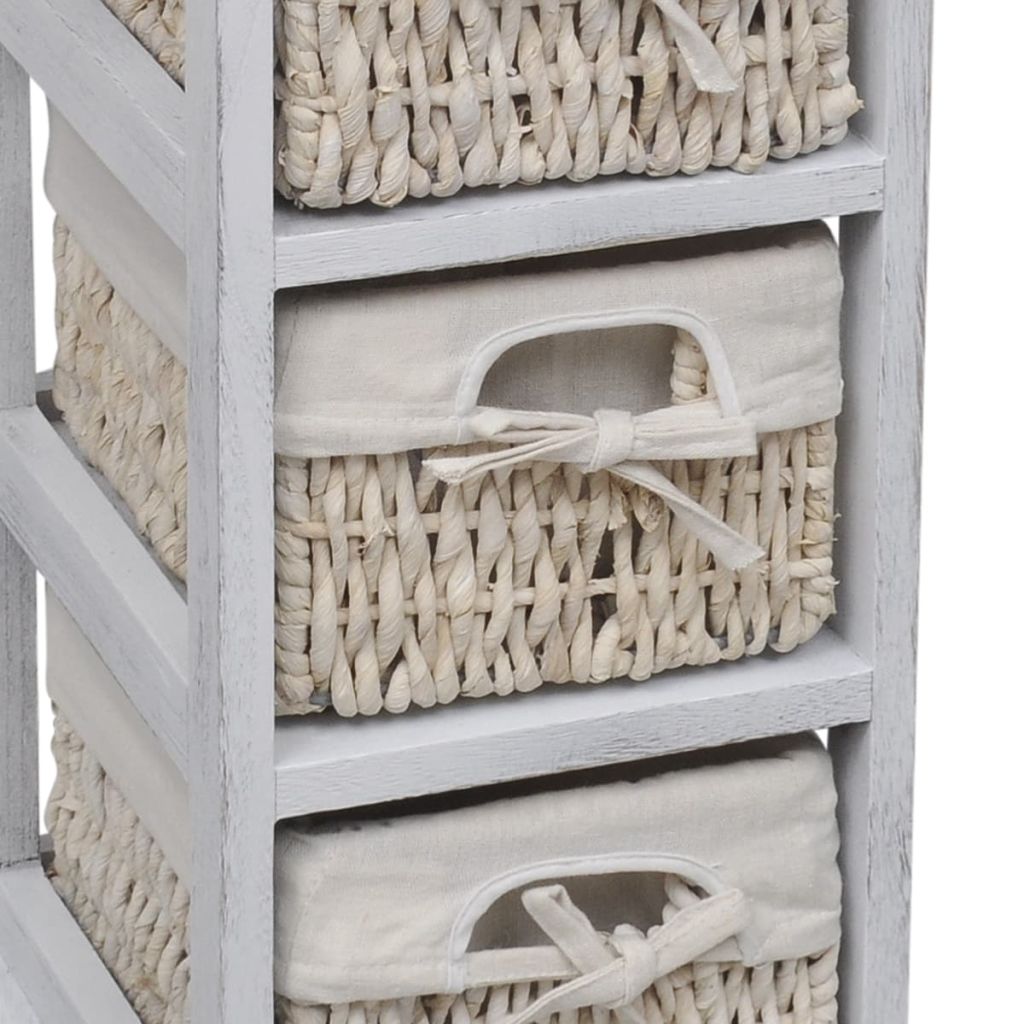 vidaxl30- Wooden Storage Rack 3 Weaving Baskets White
