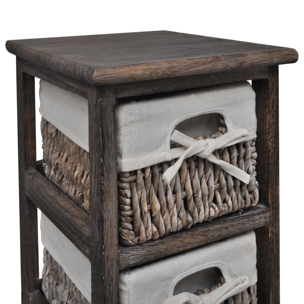 vidaxl30- Wooden Storage Rack 4 Weaving Baskets Brown