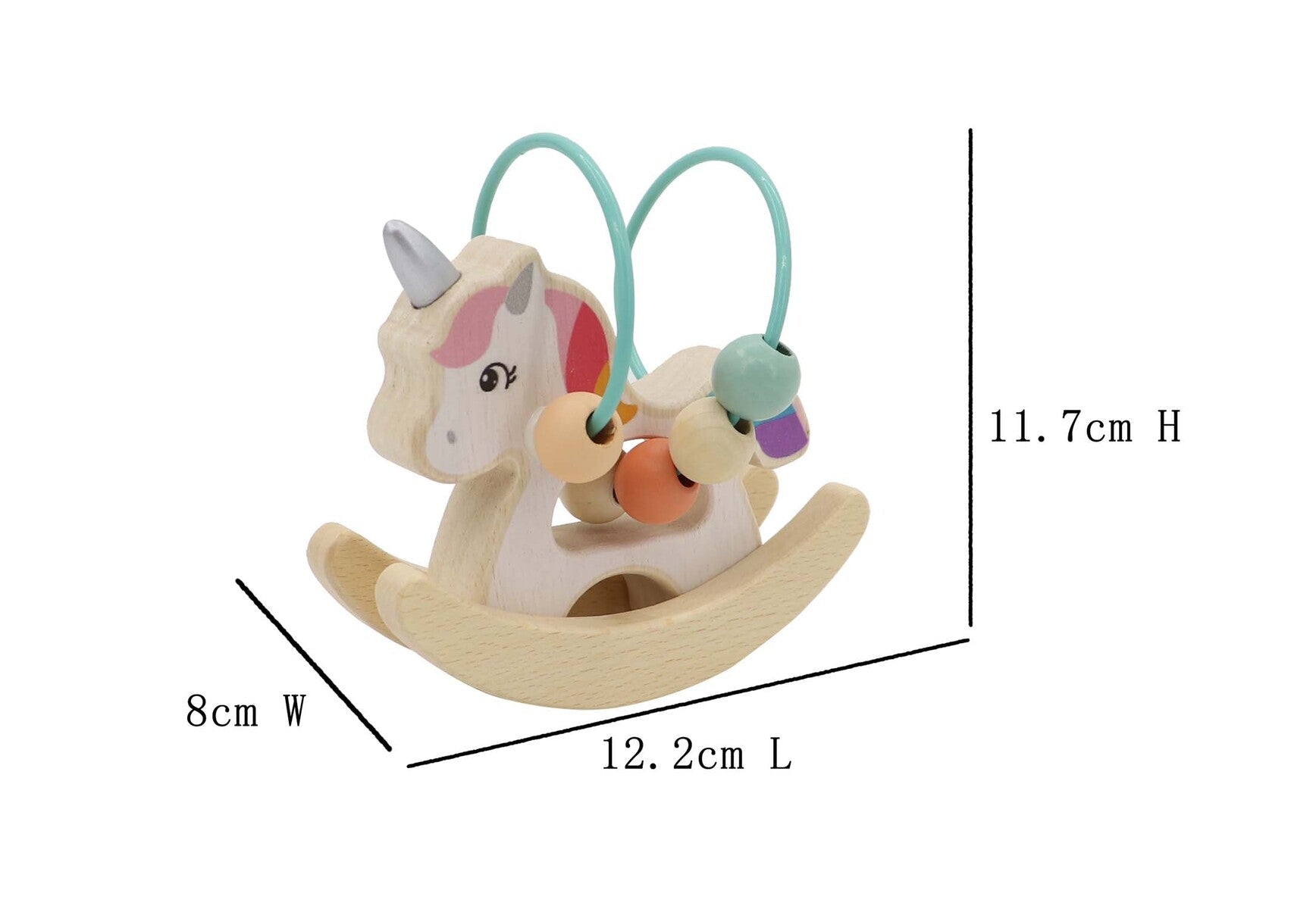 Wooden Unicorn Rocker With Beads In Display Box