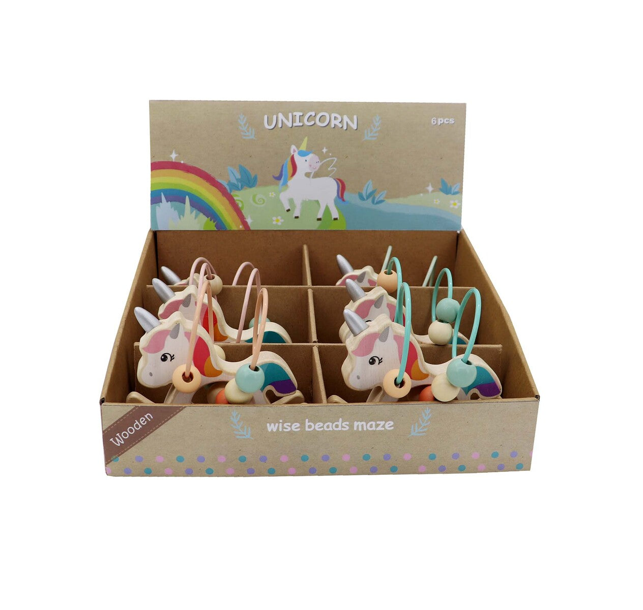 Wooden Unicorn Rocker With Beads In Display Box