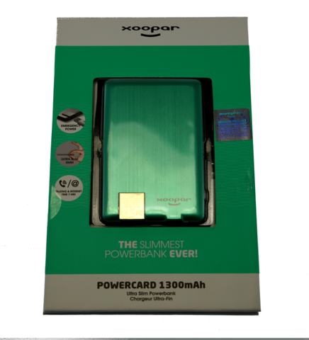 Worlds Slimmest Powerbank 1300mAH - Mint