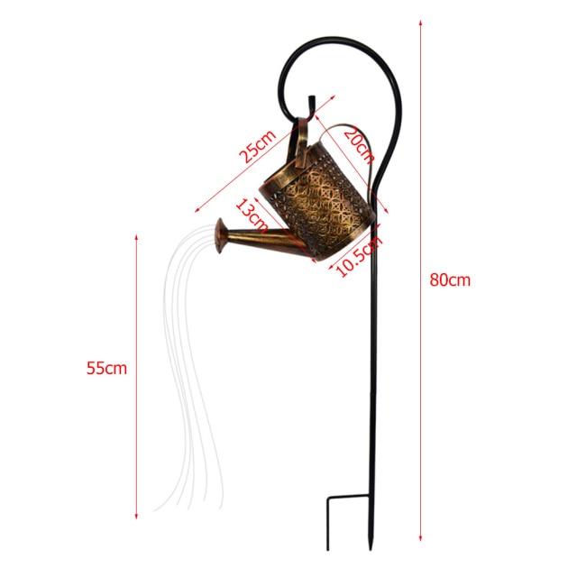 Wrought Iron Hollow Out Lamp Metal Solar Powered Watering Can Sprinkles Fairy Light LED Outdoor Garden Waterproof Shower Light