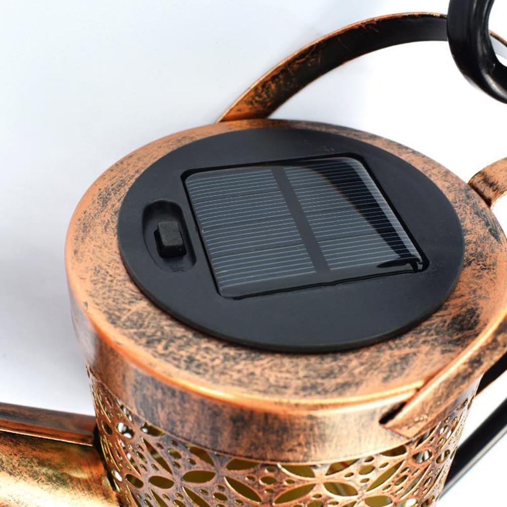 Solar Powered Watering Can Wrought Iron Solar Powered Watering Can Sprinkles Fairy Light LED Outdoor Garden Waterproof