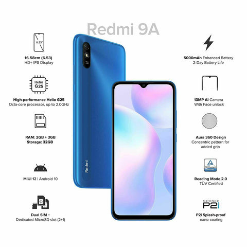 Xiaomi Redmi 9A 2GB+32GB Dual SIM Android Mobile Phone-Blue