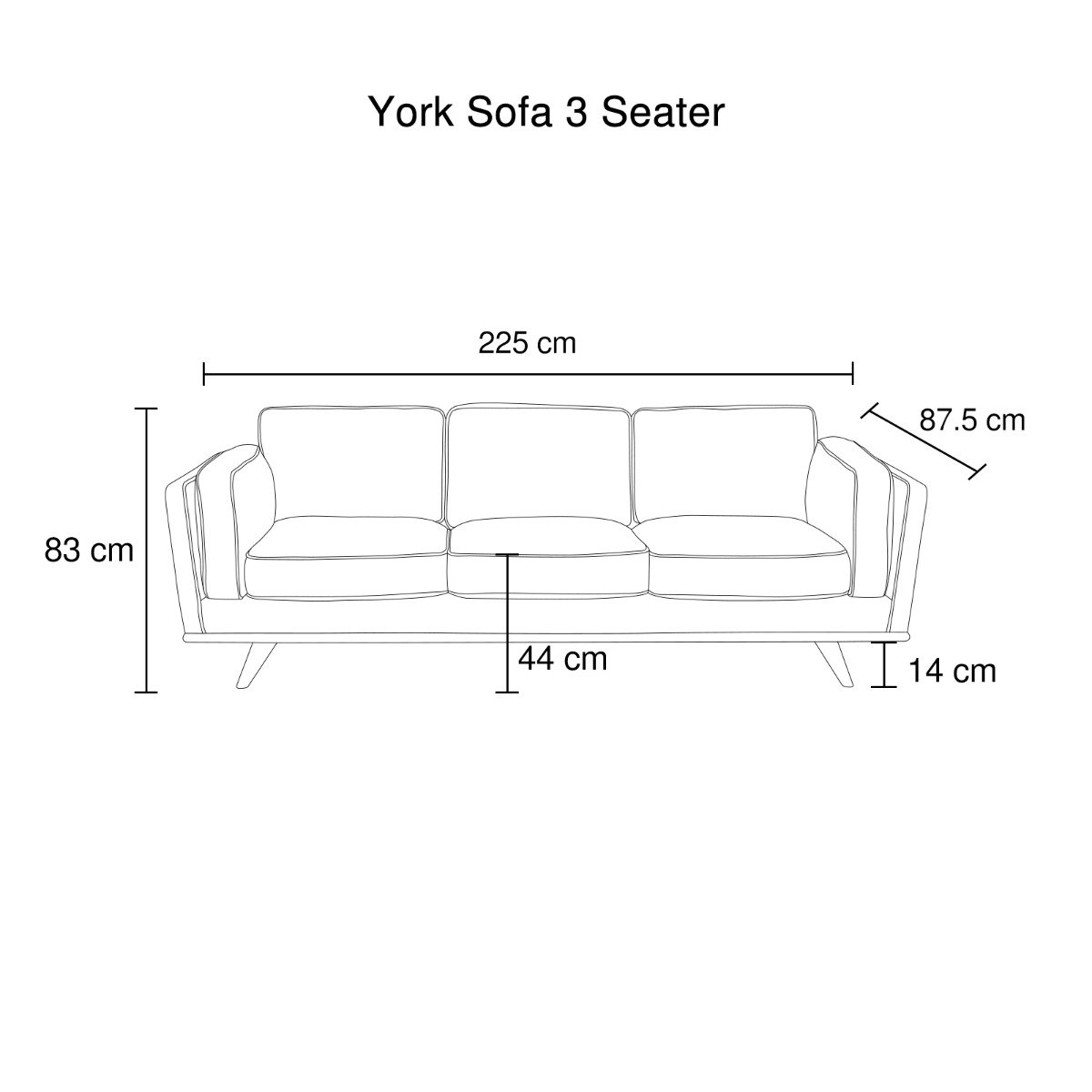 Fatherday-furniture York Sofa 3 Seater Teal
