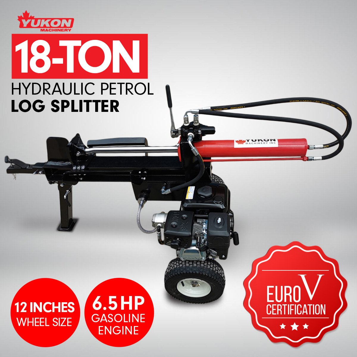farm rural Yukon Petrol Log Splitter Wood Cutter - 18Ton