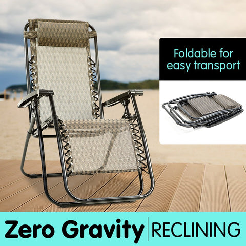 Zero Gravity Reclining Deck Chair - Grey